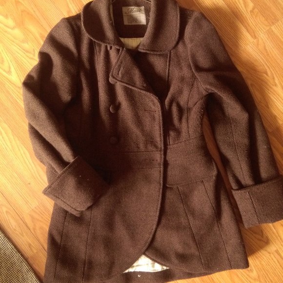 Brown Pinstripe Peacoat - Picture 9 of 16